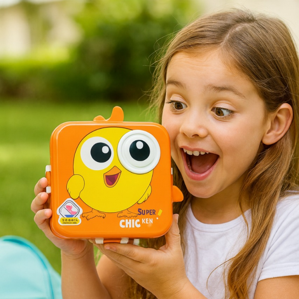 Super Chicken Shaped Lunch Box Stainless Steel Insulated Bento Box Leakproof Lunch Box with Sauce Cup & Spoon Cute Lunch Box for