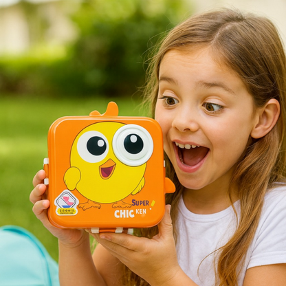 Super Chicken Shaped Lunch Box Stainless Steel Insulated Bento Box Leakproof Lunch Box with Sauce Cup & Spoon Cute Lunch Box for