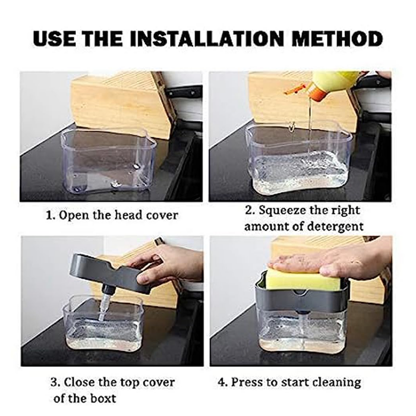 Kitchen Sink Soap Pump Dispenser with Sponge Holder – 400ML