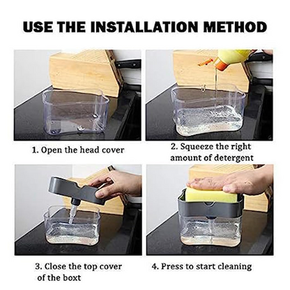 Kitchen Sink Soap Pump Dispenser with Sponge Holder – 400ML