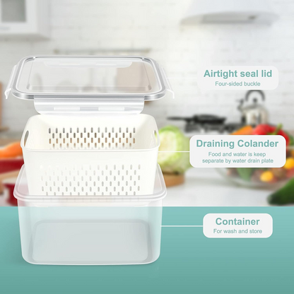 Fridge Organizer Containers Set of 4 – Vegetable & Fruit Storage – Beige