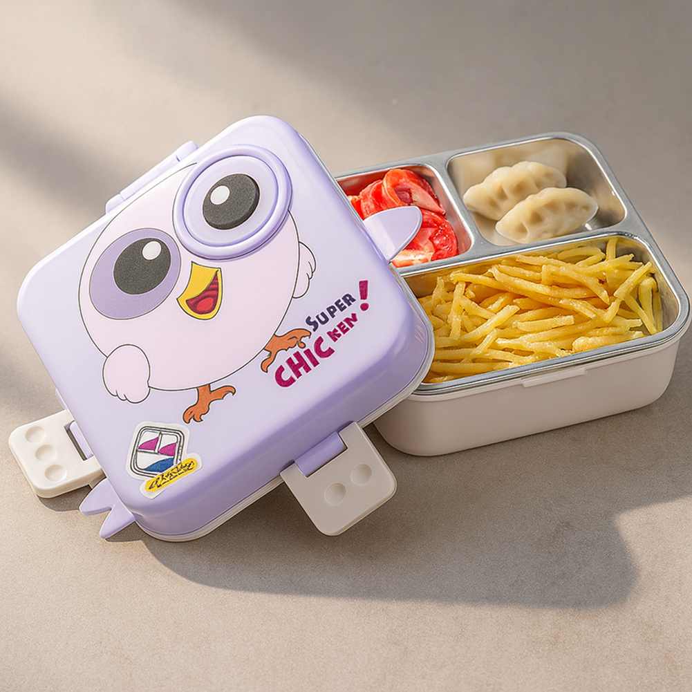 Super Chicken Shaped Lunch Box Stainless Steel Insulated Bento Box Leakproof Lunch Box with Sauce Cup & Spoon Cute Lunch Box for