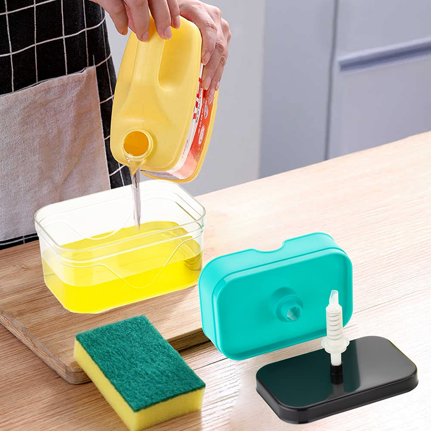 Kitchen Sink Soap Pump Dispenser with Sponge Holder – 400ML