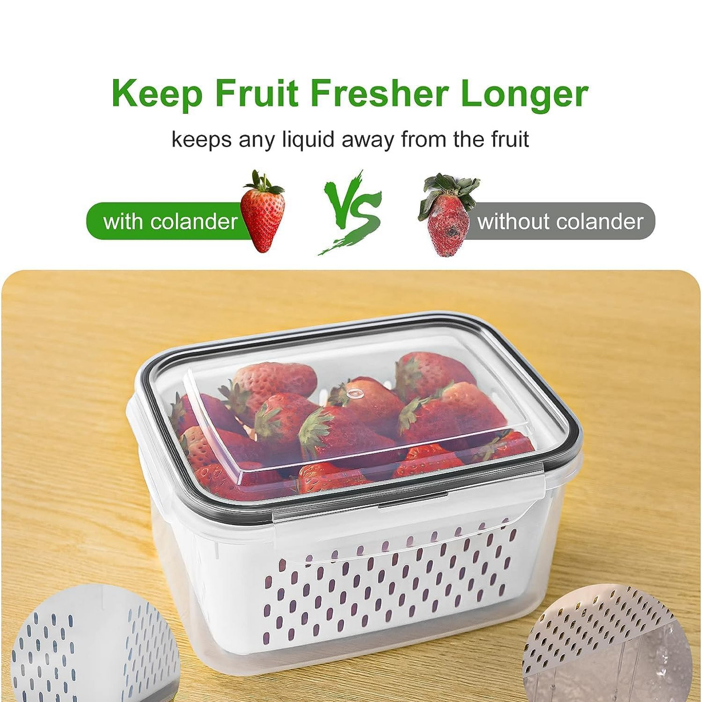 Fridge Organizer Containers Set of 4 – Vegetable & Fruit Storage – Beige