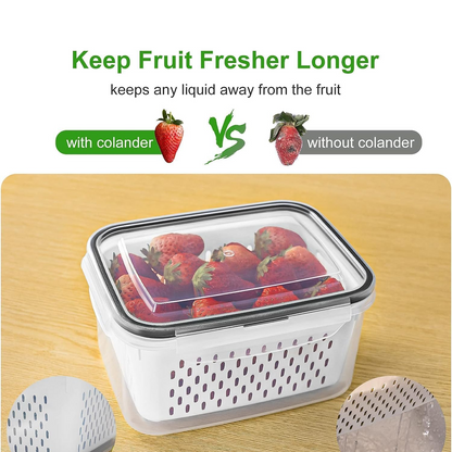 Fridge Organizer Containers Set of 4 – Vegetable & Fruit Storage – Beige